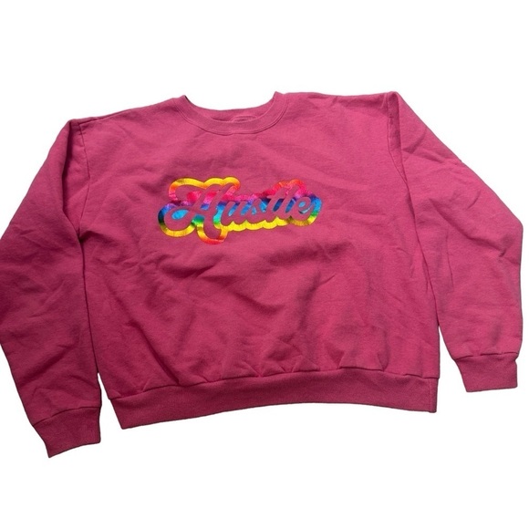 Vintage Pink Hanes Crewneck sweatshirt Hustle - Picture 1 of 9